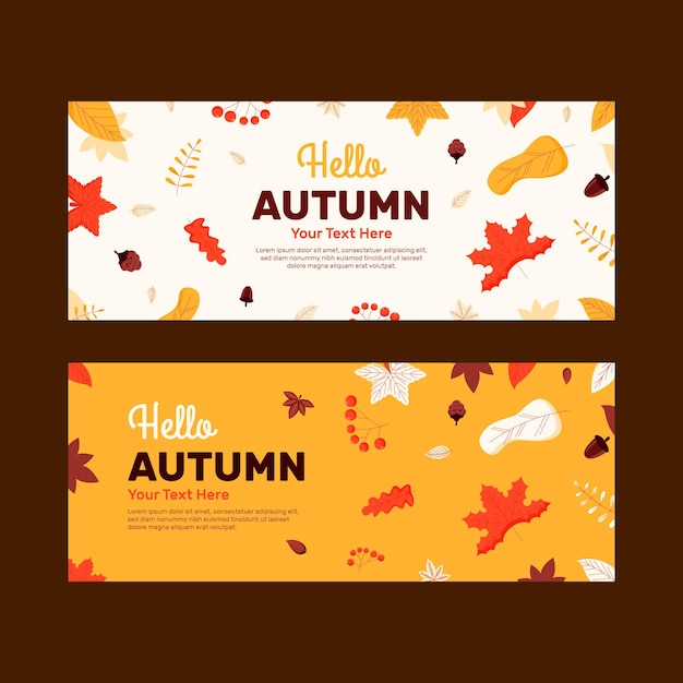 Free vector flat autumn horizontal banners set