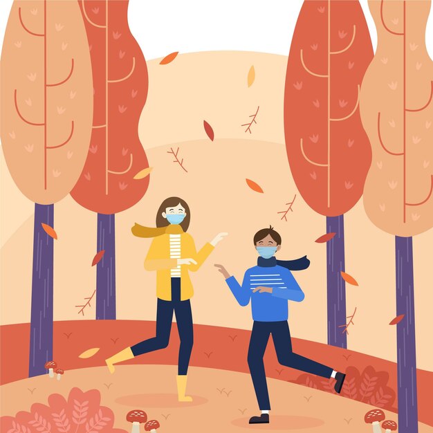 Flat autumn illustration