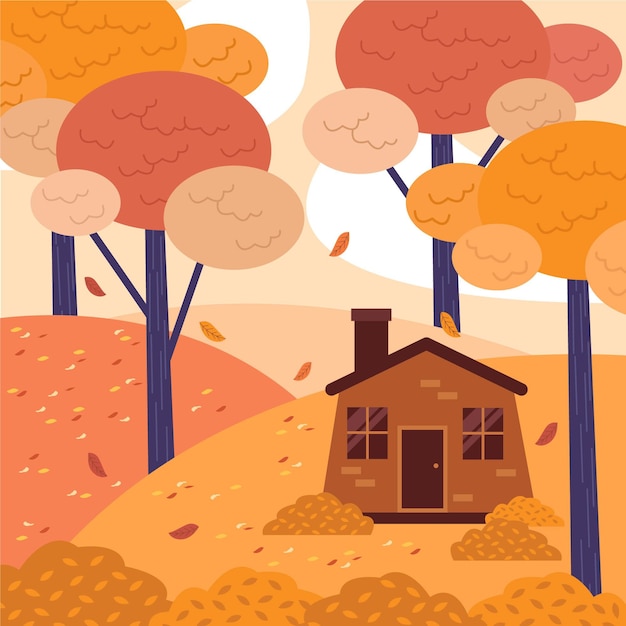 Flat autumn illustration