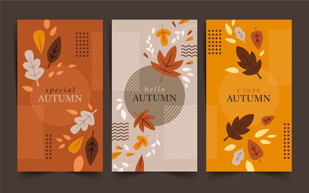 Flat autumn instagram stories collection