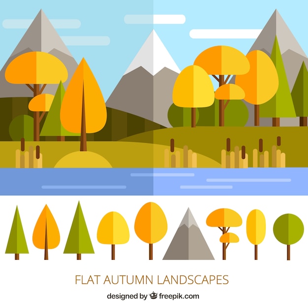 Free Vector flat autumn landscape