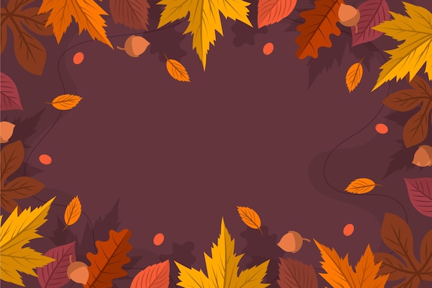 Flat autumn leaves background