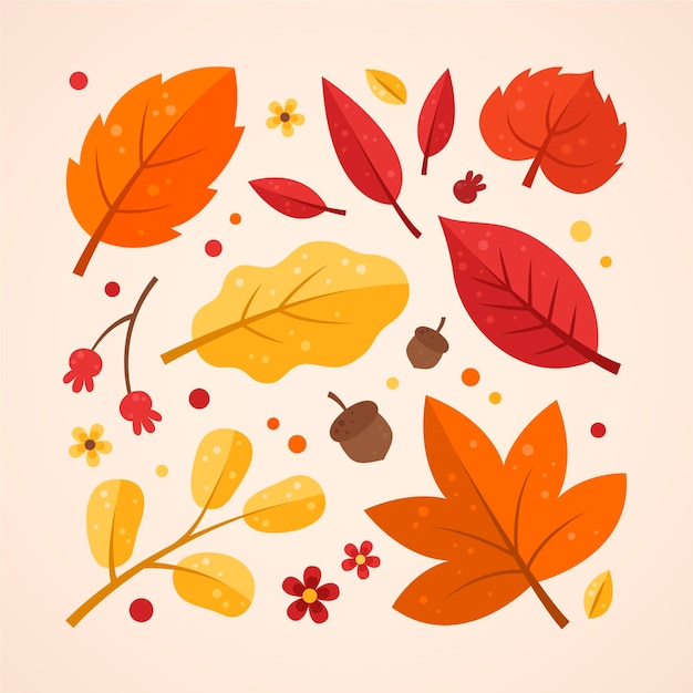 Free vector flat autumn leaves collection