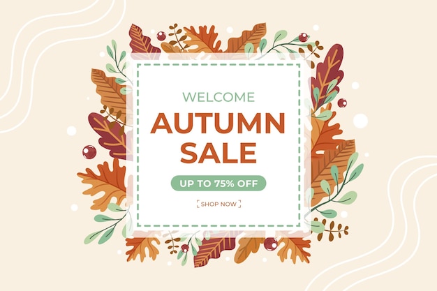 Flat autumn sale background