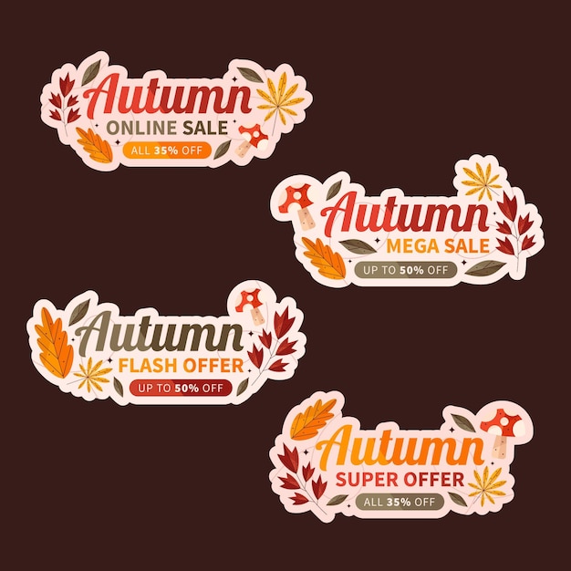 Free Vector flat autumn sale labels collection