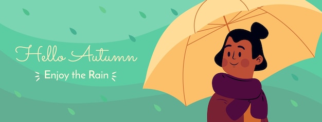 Flat autumn social media cover template