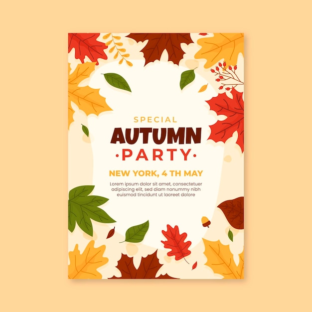 Flat autumn vertical flyer template