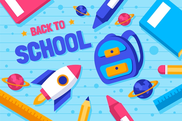 Free Vector flat back to school background with school supplies