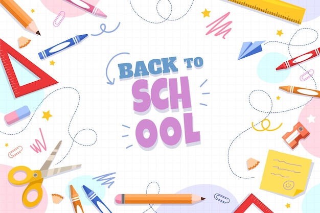 Flat back to school background