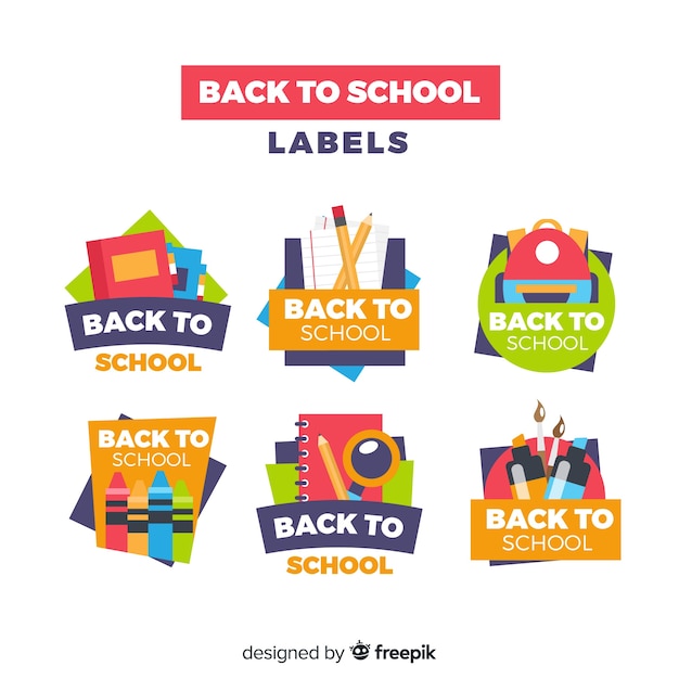 Free vector flat back to school badge collection