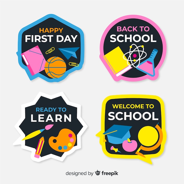 Free Vector flat back to school label collection