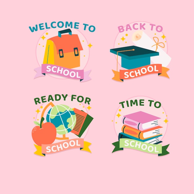 Free vector flat back to school labels collection