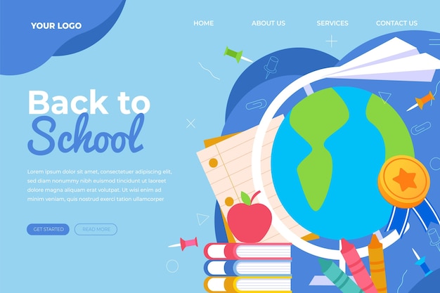 Flat back to school landing page template