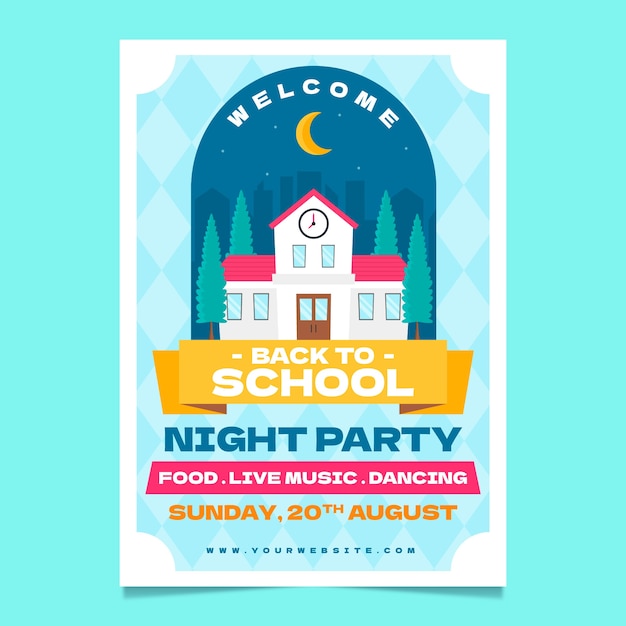 Free vector flat back to school party poster template