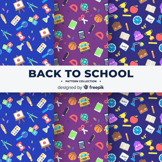 Free Vector flat back to school pattern collection