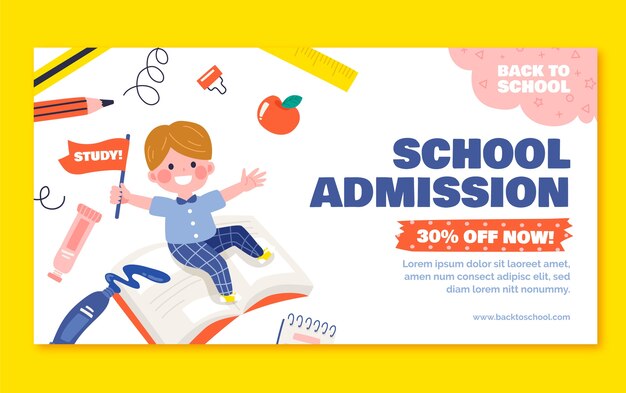 Flat back to school social media promo template