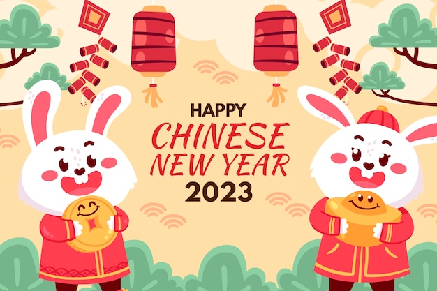 Free Vector flat background for chinese new year festival