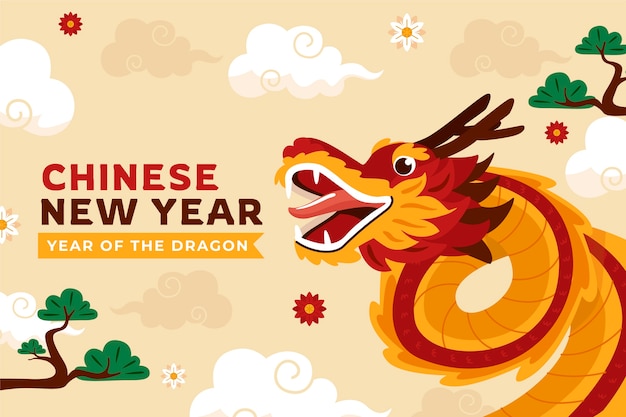 Free Vector flat background for chinese new year festival