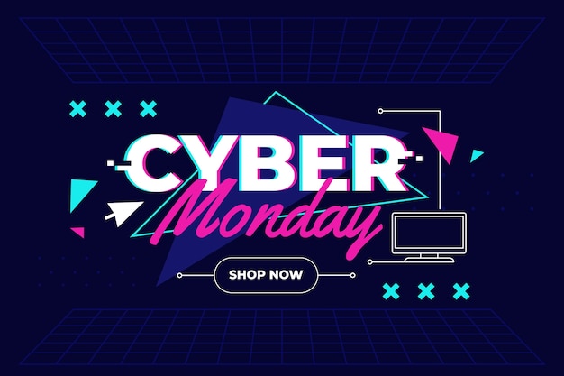 Free Vector flat background for cyber monday sales