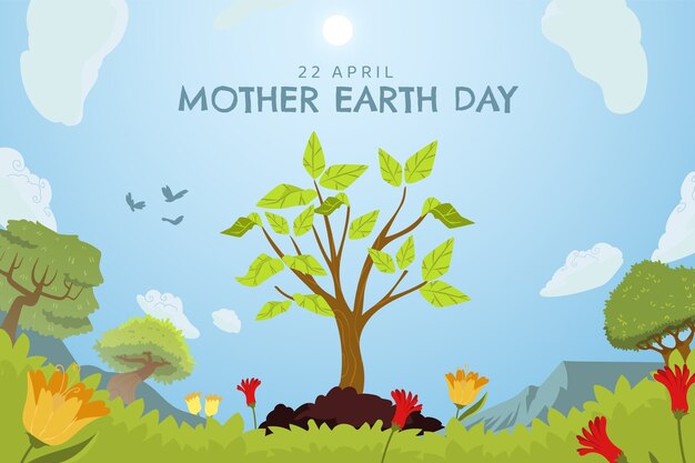 Flat background for earth day celebration