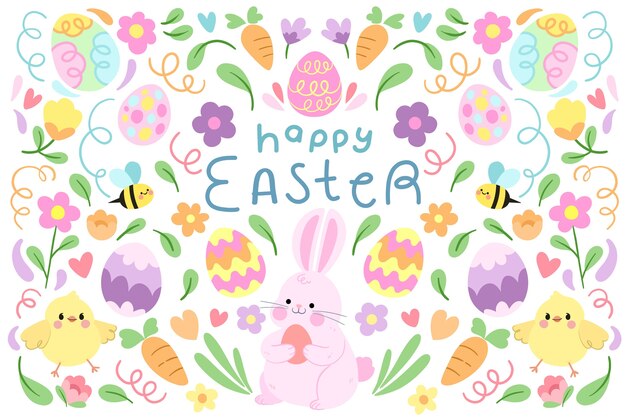 Flat background for easter celebration