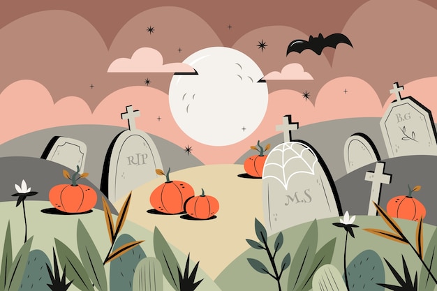 Free vector flat background for halloween celebration