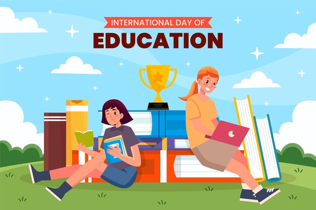 Flat background for international day of education