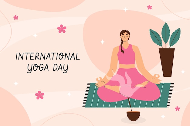 Free Vector flat background for international yoga day celebration