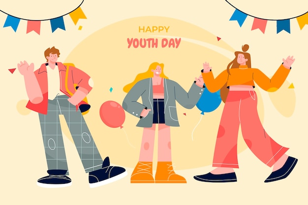 Free vector flat background for international youth day celebration