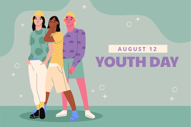 Free Vector flat background for international youth day celebration