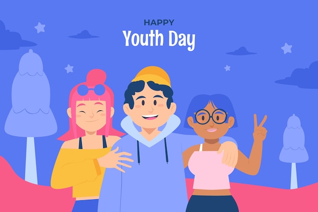 Flat background for international youth day celebration