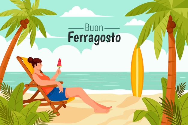 Free Vector flat background for italian ferragosto celebration