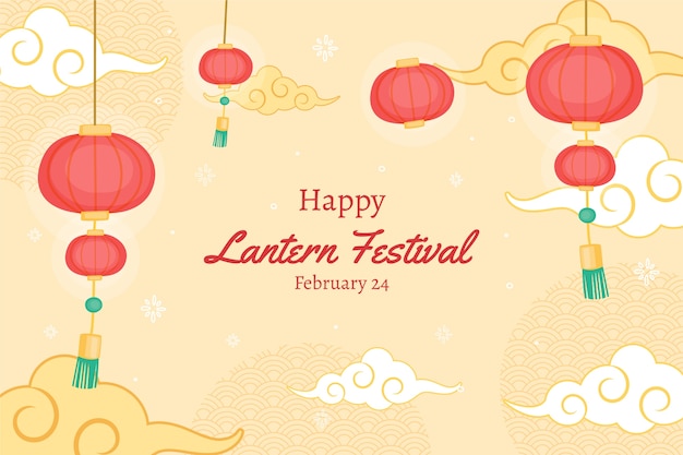 Free Vector flat background for lantern festival celebration