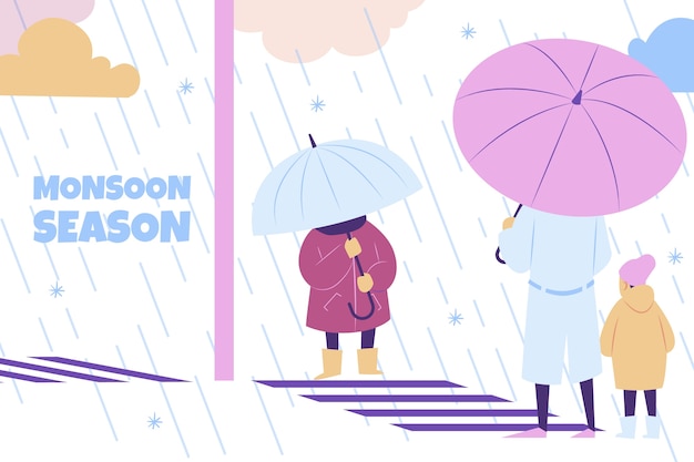 Free Vector flat background for monsoon season sale