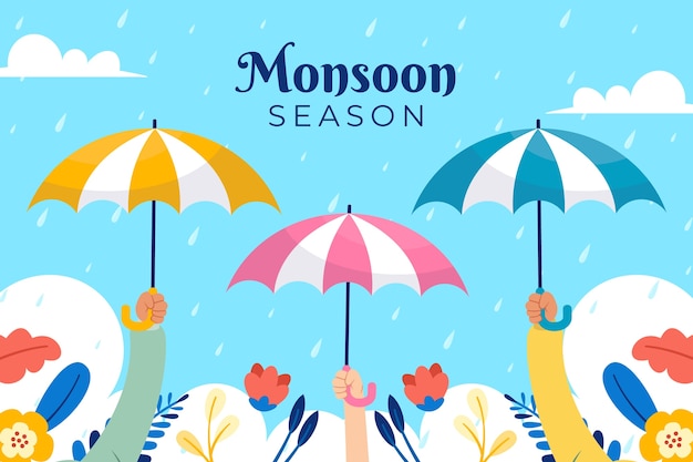 Free Vector flat background for monsoon season