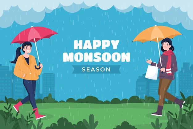 Free Vector flat background for monsoon season