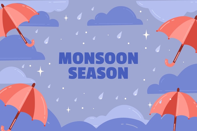 Free vector flat background for monsoon season