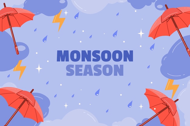 Free vector flat background for monsoon season