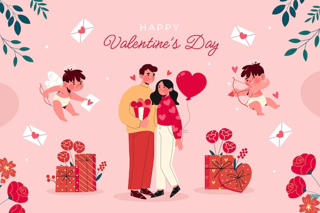 Free Vector flat background for valentine's day celebration