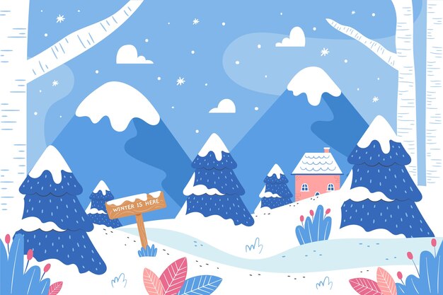 Free Vector flat background for winter season with mountains