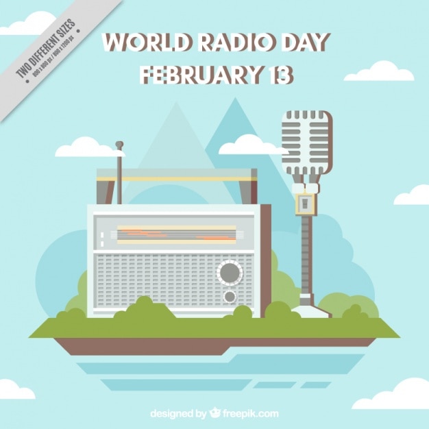 Free Vector flat background with radio and microphone