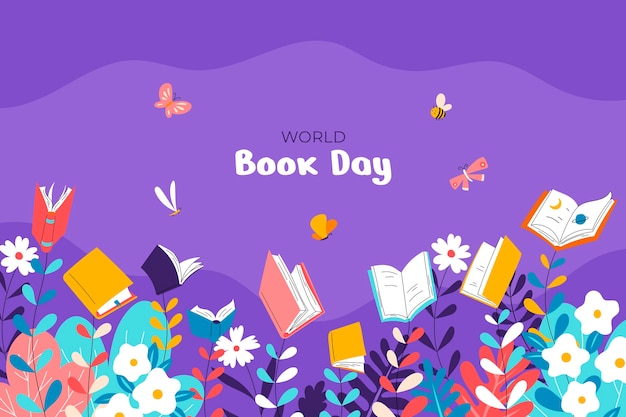 Flat background for world book day celebration