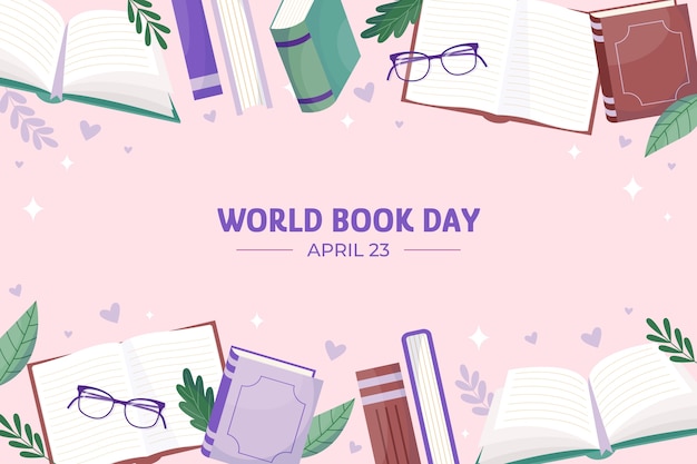 Flat background for world book day celebration