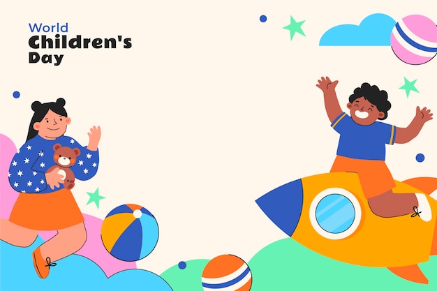 Free Vector flat background for world children's day with kids playing