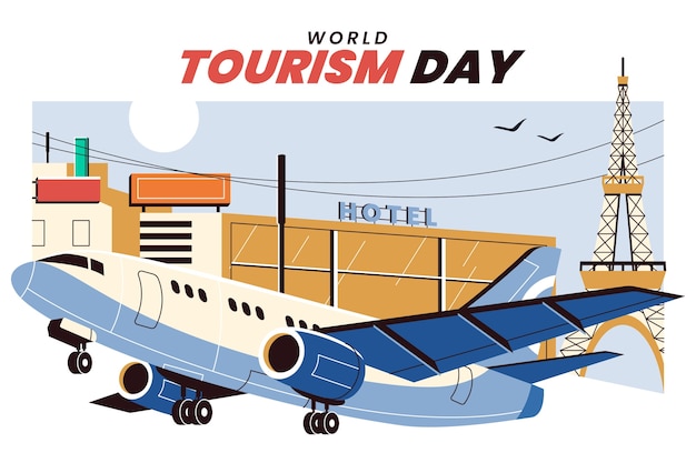 Free Vector flat background for world tourism day celebration