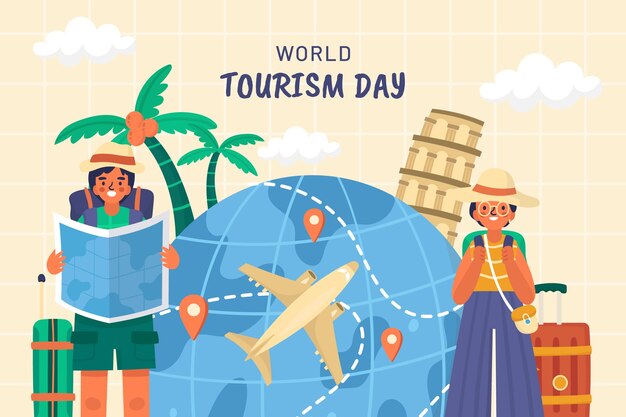 Flat background for world tourism day celebration