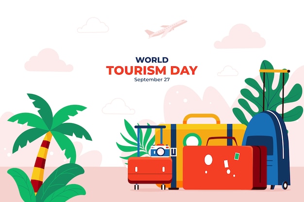 Flat background for world tourism day celebration