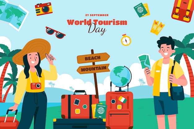 Free Vector flat background for world tourism day