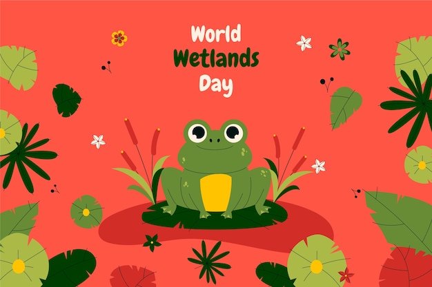 Free Vector flat background for world wetlands day with flora and fauna