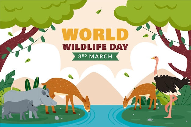 Free vector flat background for world wildlife day